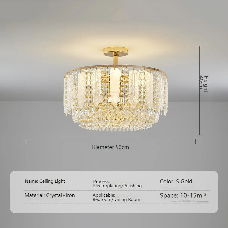 French Gold Crystal Chandelier Post-Modern Luxury Design Apartment Living Room Romantic Wedding Simple Bedroom Hot Selling Lamps