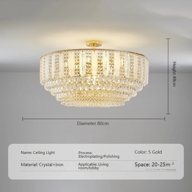 French Gold Crystal Chandelier Post-Modern Luxury Design Apartment Living Room Romantic Wedding Simple Bedroom Hot Selling Lamps
