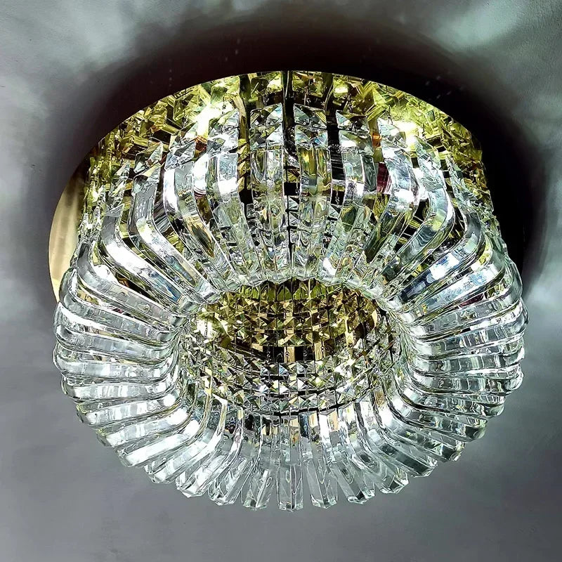 Luxury Circular Crystal LED Ceiling Lamp Living Room Restaurant Bedroom Lobby High-end Chandelier Modern Art Decor Light Fixture