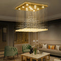 Chandelier K9 Crystal Pendant Ball Square Chandelier Lighting Fixture Raindrop Curtain Glass Chandelier LED Light