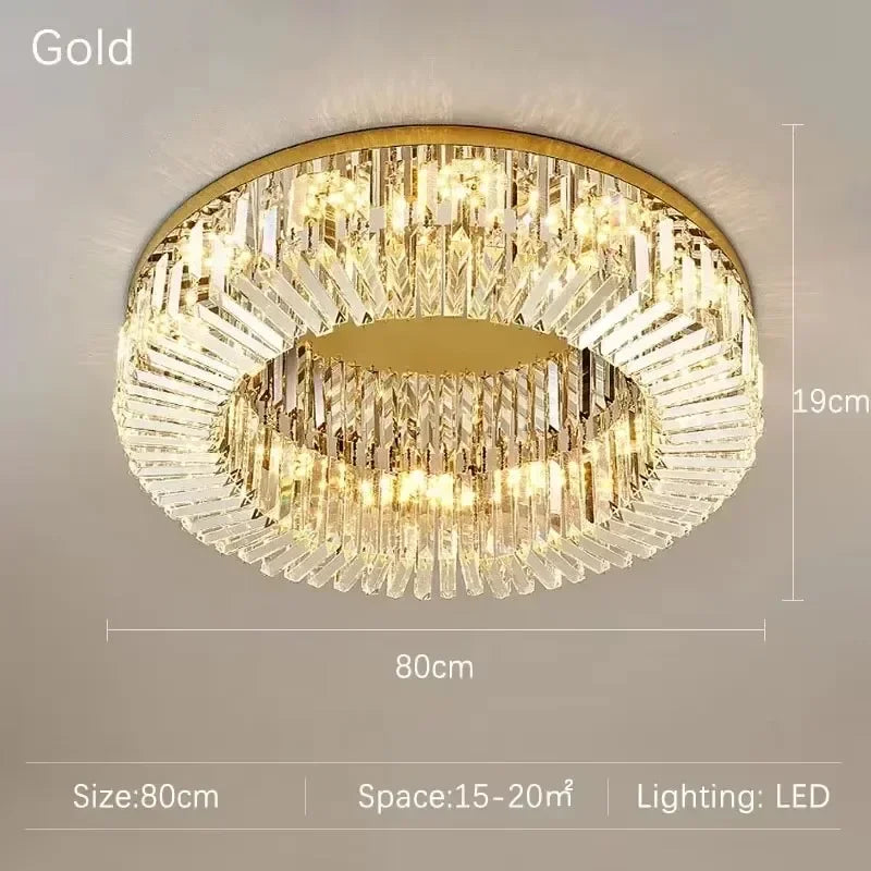 Luxury Circular Crystal LED Ceiling Lamp Living Room Restaurant Bedroom Lobby High-end Chandelier Modern Art Decor Light Fixture