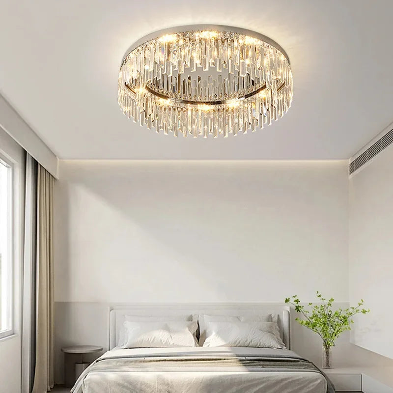 Luxury Circular Crystal LED Ceiling Lamp Living Room Restaurant Bedroom Lobby High-end Chandelier Modern Art Decor Light Fixture
