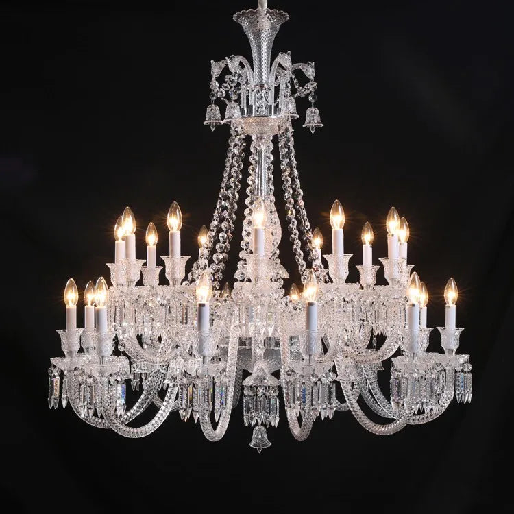 European Crystal Chandelier Living Room Dining Room Bedroom Villa Staircase Lamps White Candle Study Light Transparent Luminaire
