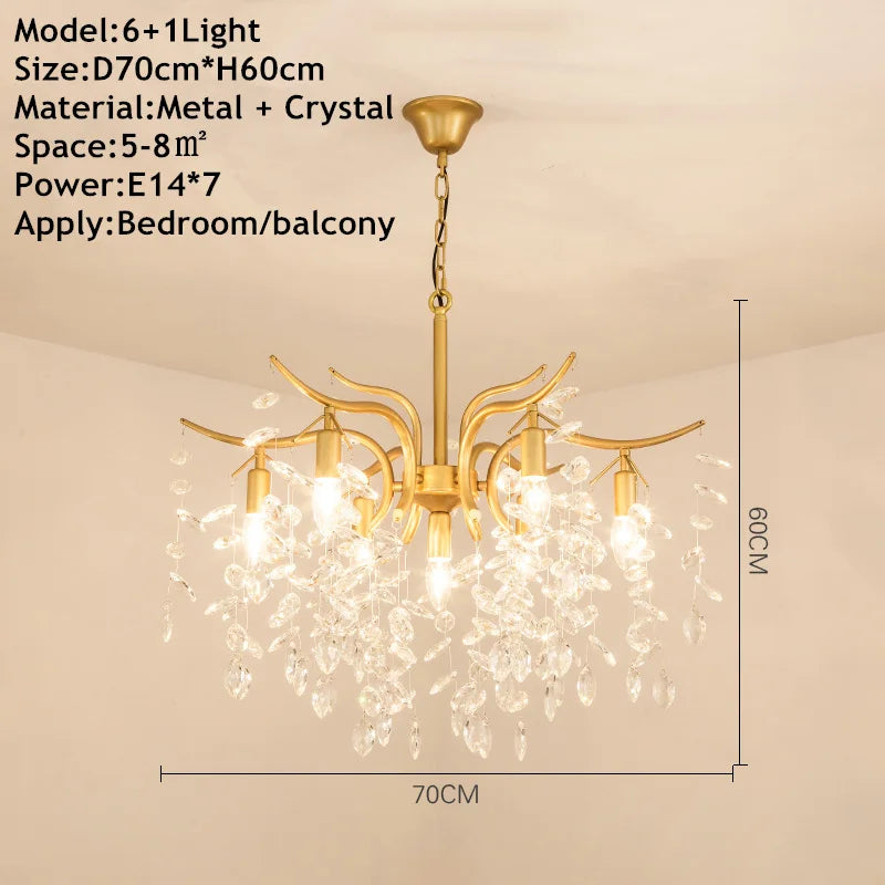 Gold Crystal chandelier K9 lustre crystal Gold Chandelier LED luxury chandelier for Indoor hotel tree branch chandelier