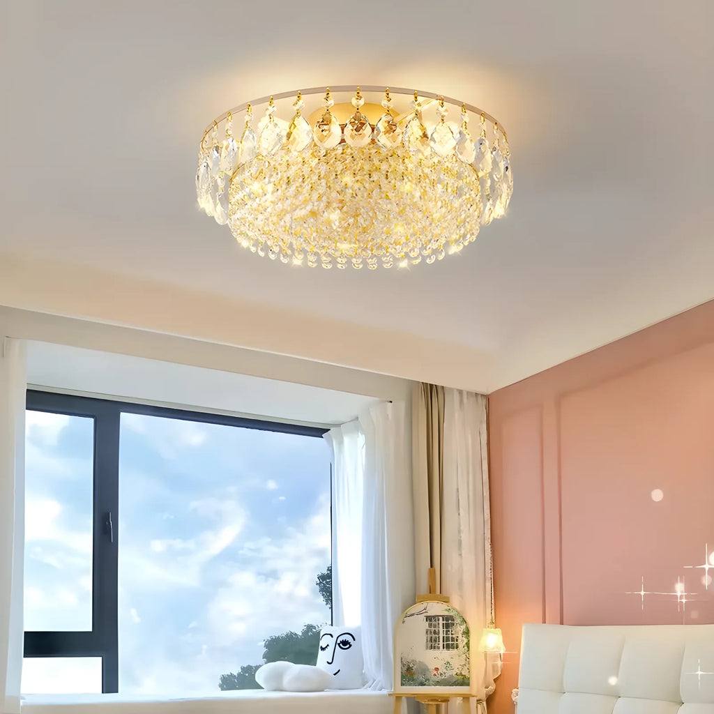 Modern Luxury Crystal Chandelier Luxury Villa Art Living Room Creative Round LED Crystal Ceiling Lamp Hotel hall Room Decoration