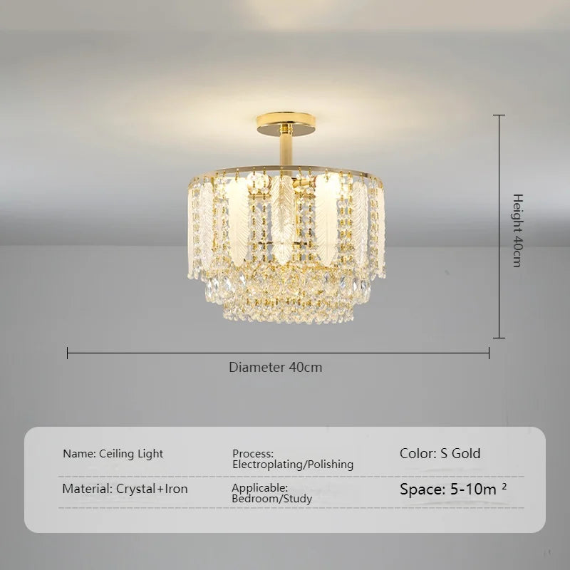 French Gold Crystal Chandelier Post-Modern Luxury Design Apartment Living Room Romantic Wedding Simple Bedroom Hot Selling Lamps