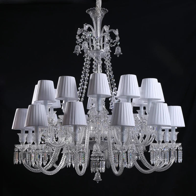 European Crystal Chandelier Living Room Dining Room Bedroom Villa Staircase Lamps White Candle Study Light Transparent Luminaire