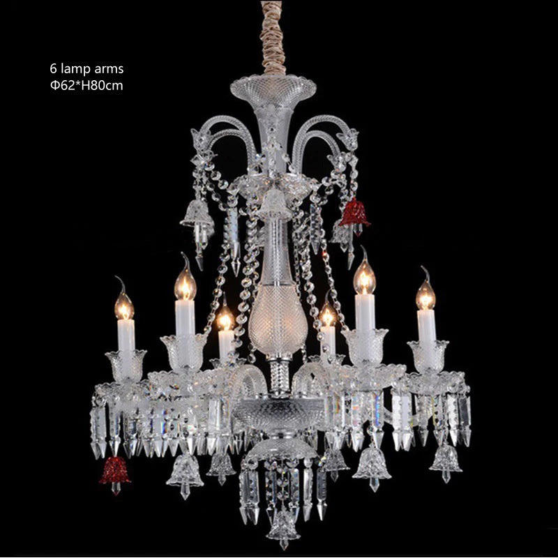 European Crystal Chandelier Living Room Dining Room Bedroom Villa Staircase Lamps White Candle Study Light Transparent Luminaire