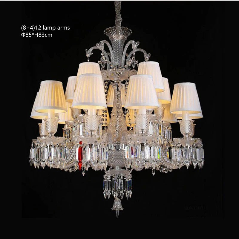 European Crystal Chandelier Living Room Dining Room Bedroom Villa Staircase Lamps White Candle Study Light Transparent Luminaire