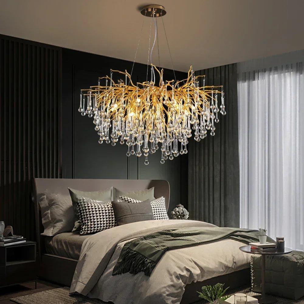 Postmodern luxury gold crystal chandelier Nordic design home decoration living room hotel lobby lighting restaurant chandelier
