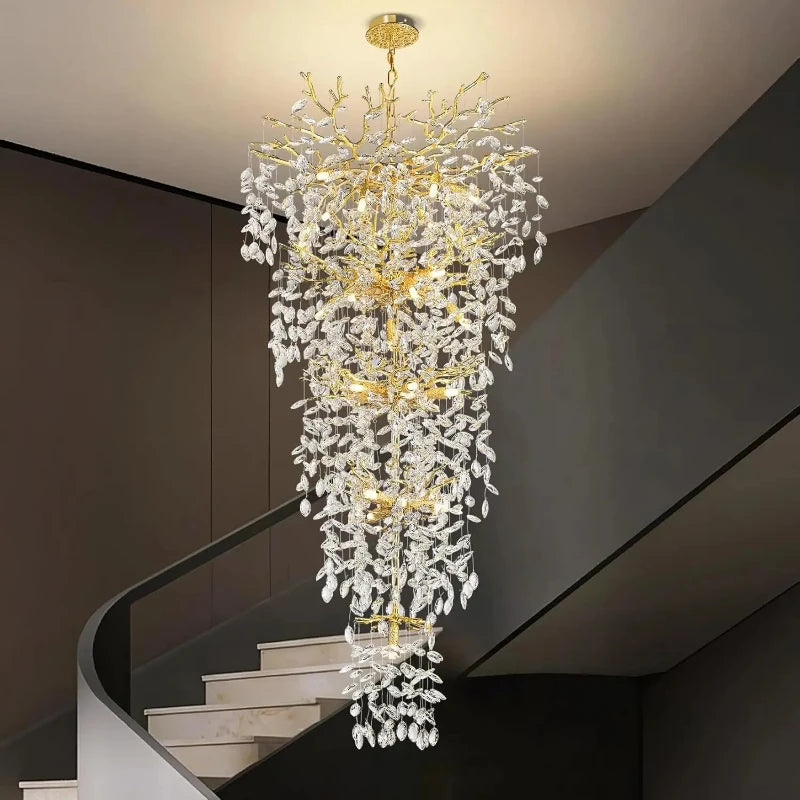 French Style Light Luxury Crystal Chandelier with Drip Branches Living Room Dining Room Luxurious Villa Crystal Chandelier