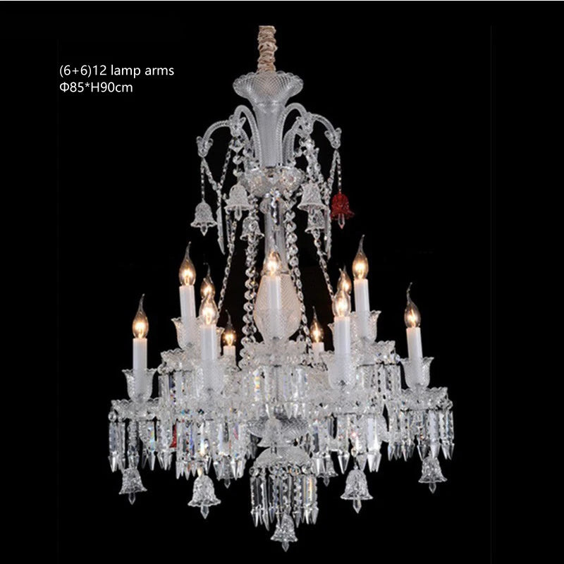 European Crystal Chandelier Living Room Dining Room Bedroom Villa Staircase Lamps White Candle Study Light Transparent Luminaire