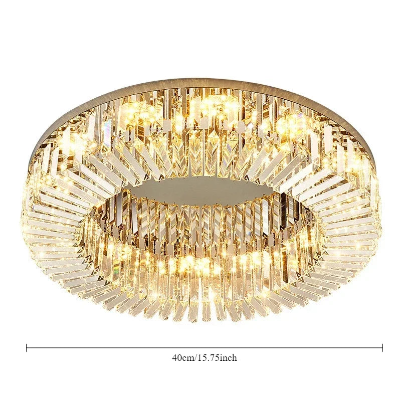 Luxury Circular Crystal LED Ceiling Lamp Living Room Restaurant Bedroom Lobby High-end Chandelier Modern Art Decor Light Fixture