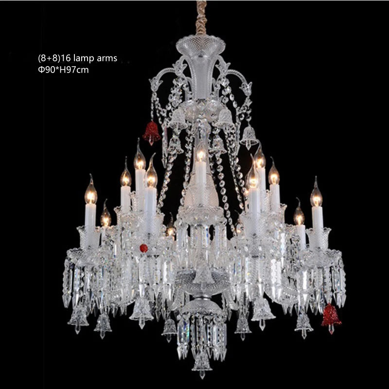 European Crystal Chandelier Living Room Dining Room Bedroom Villa Staircase Lamps White Candle Study Light Transparent Luminaire