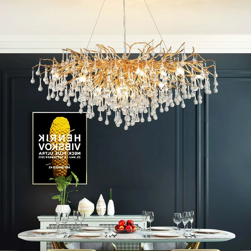 Modern Luxury Crystal Chandelier Living Dining Room Bedroom Crystal Led Ceiling Pendant Lamp Home Decor Hanging Light Fixture