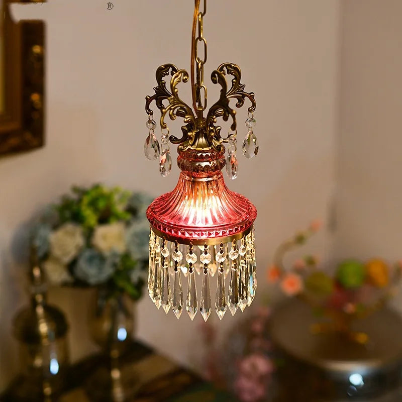 French crystal chandelier atmosphere retro light luxury all copper bedroom bedside porch hallway balcony