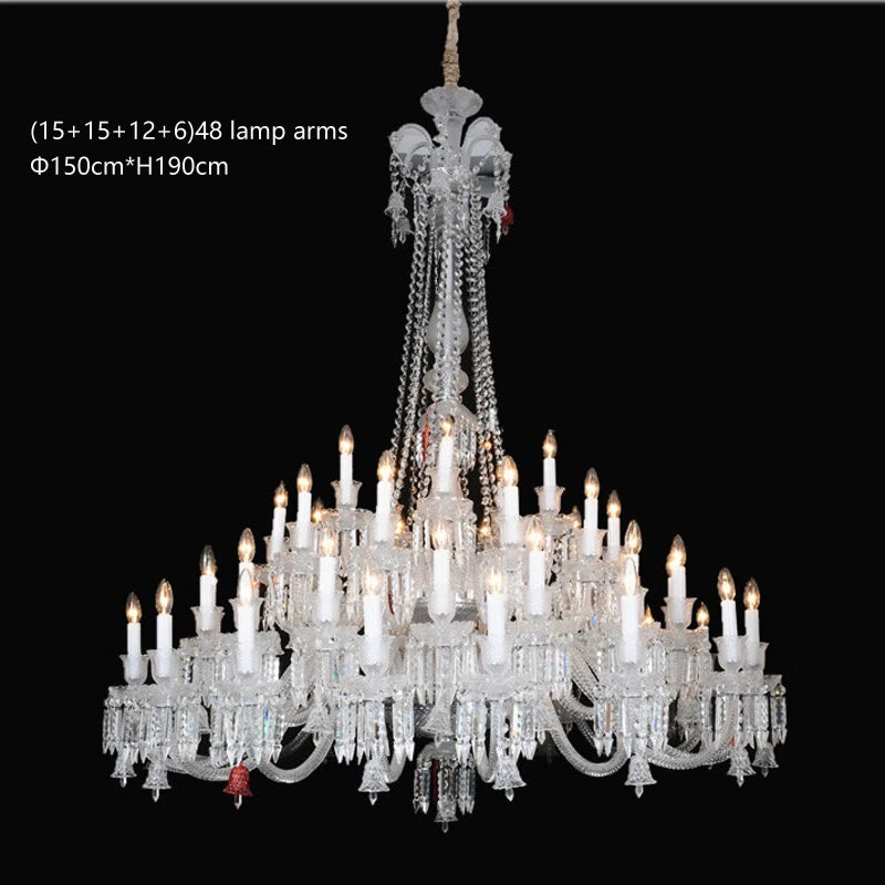 European Crystal Chandelier Living Room Dining Room Bedroom Villa Staircase Lamps White Candle Study Light Transparent Luminaire