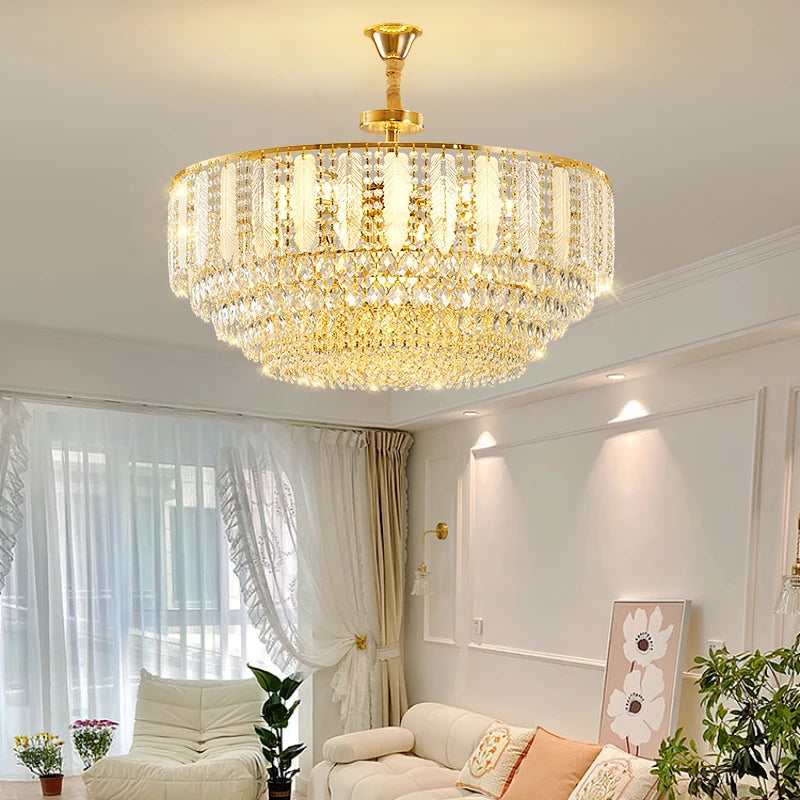French Gold Crystal Chandelier Post-Modern Luxury Design Apartment Living Room Romantic Wedding Simple Bedroom Hot Selling Lamps