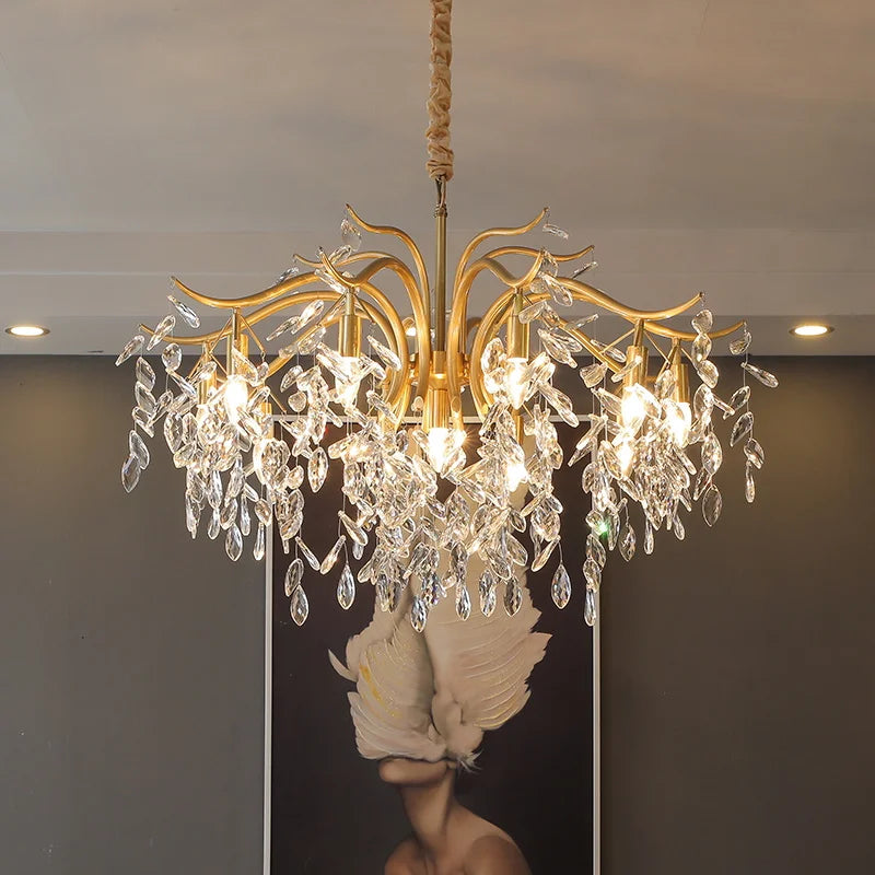 Gold Crystal chandelier K9 lustre crystal Gold Chandelier LED luxury chandelier for Indoor hotel tree branch chandelier