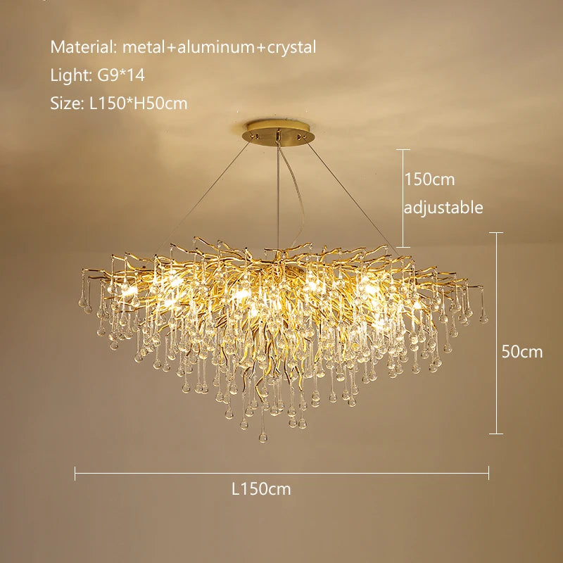 Modern Luxury Crystal Chandelier Living Dining Room Bedroom Crystal Led Ceiling Pendant Lamp Home Decor Hanging Light Fixture