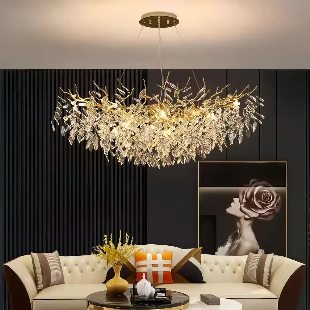 New Crystal Branch Chandeliers French Art Room Decoration Light Luxury for Living Room Bedroom Villa Crystal Pendant Lamp