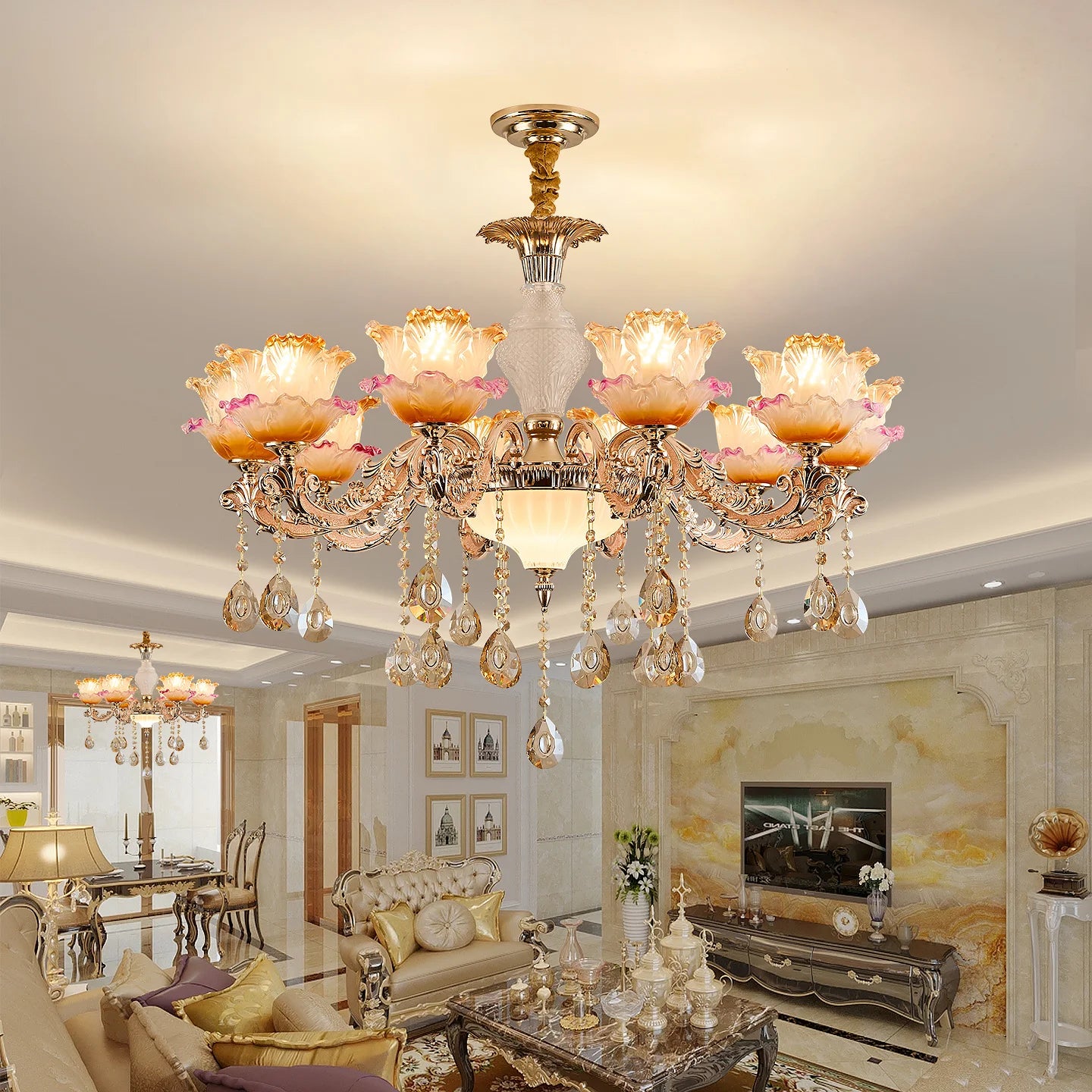 New Bedroom Chandelier  European Luxurious Atmospheric Lighting Fixture Home Living Room Dining Room Light Luxury Crystal Lamps