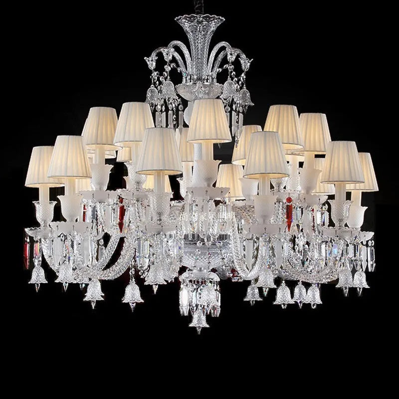 European Crystal Chandelier Living Room Dining Room Bedroom Villa Staircase Lamps White Candle Study Light Transparent Luminaire
