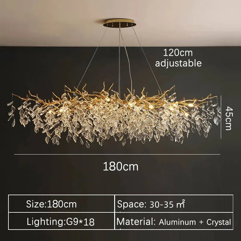 New Crystal Branch Chandeliers French Art Room Decoration Light Luxury for Living Room Bedroom Villa Crystal Pendant Lamp