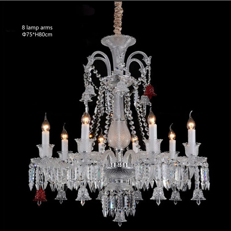 European Crystal Chandelier Living Room Dining Room Bedroom Villa Staircase Lamps White Candle Study Light Transparent Luminaire