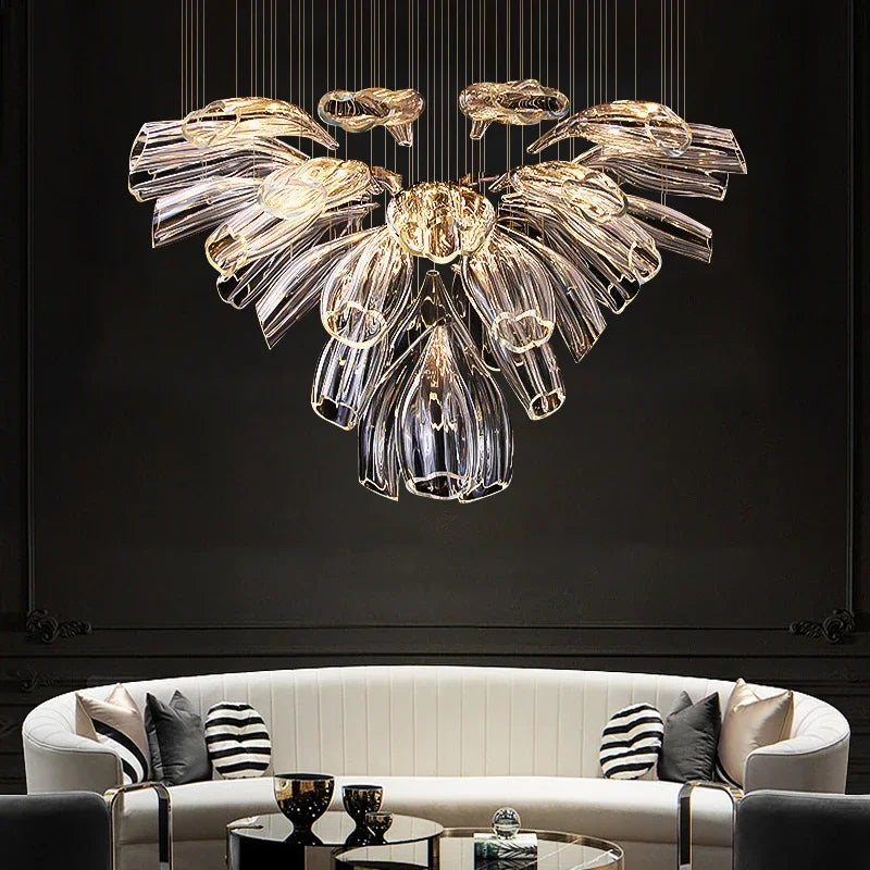 Modern Luxury Crystal LED Chandelier Living Room Restaurant Hotel Lobby Villa Glass Pendant Lamp Gold Silver Lustre Decor Light