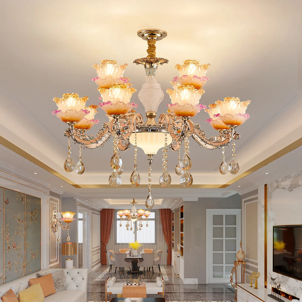 New Bedroom Chandelier  European Luxurious Atmospheric Lighting Fixture Home Living Room Dining Room Light Luxury Crystal Lamps