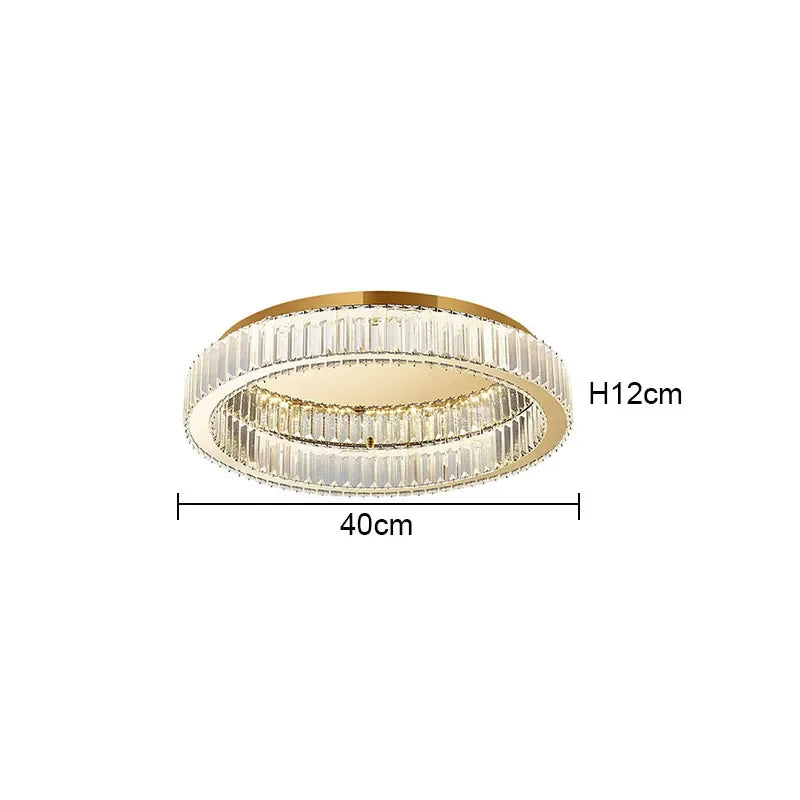 Modern Gold Crystal Ceiling Chandelier Luxury Round LED Light for Living Room Bedroom Indoor Lighting