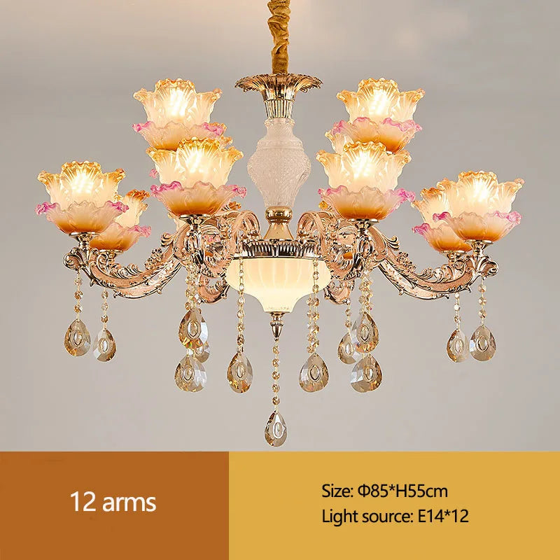 New Bedroom Chandelier  European Luxurious Atmospheric Lighting Fixture Home Living Room Dining Room Light Luxury Crystal Lamps