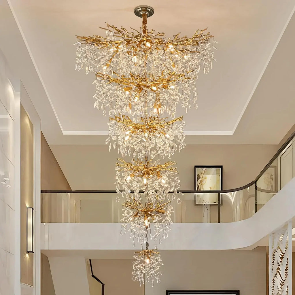 French Style Light Luxury Crystal Chandelier with Drip Branches Living Room Dining Room Luxurious Villa Crystal Chandelier