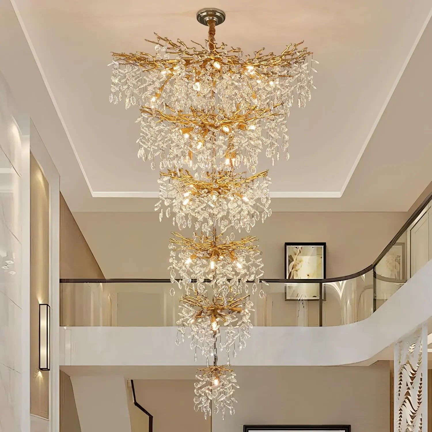 French Style Light Luxury Crystal Chandelier with Drip Branches Living Room Dining Room Luxurious Villa Crystal Chandelier