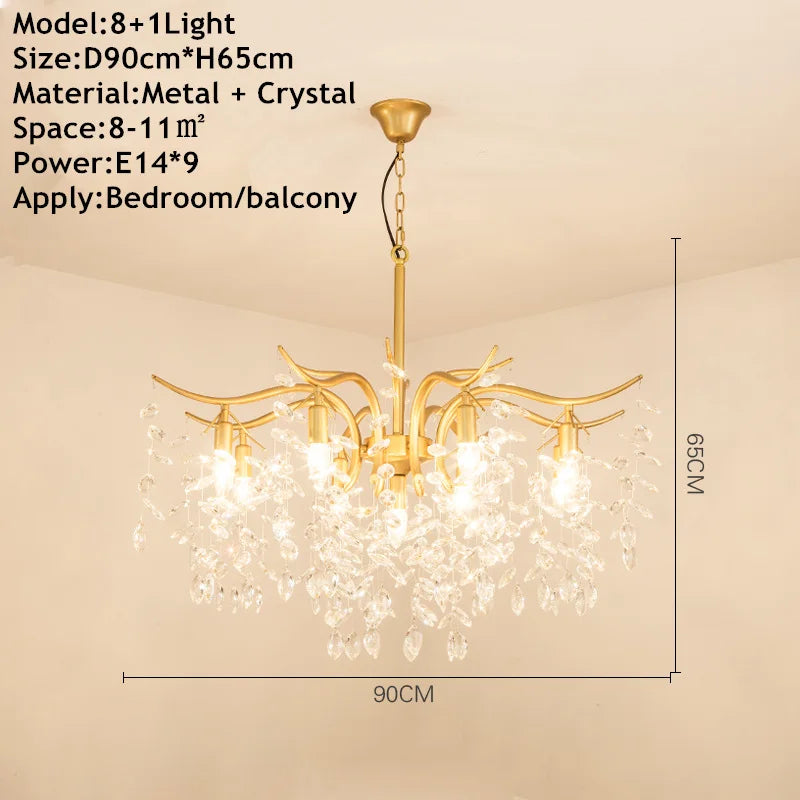 Gold Crystal chandelier K9 lustre crystal Gold Chandelier LED luxury chandelier for Indoor hotel tree branch chandelier