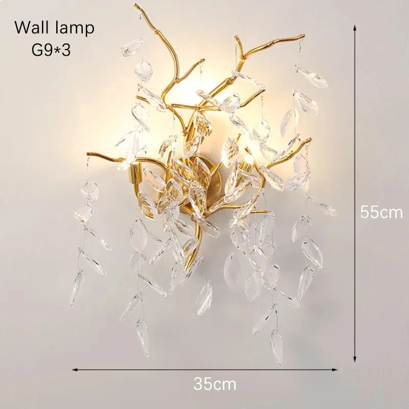 New Crystal Branch Chandeliers French Art Room Decoration Light Luxury for Living Room Bedroom Villa Crystal Pendant Lamp