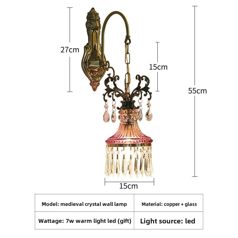 French crystal chandelier atmosphere retro light luxury all copper bedroom bedside porch hallway balcony
