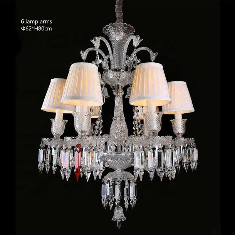 European Crystal Chandelier Living Room Dining Room Bedroom Villa Staircase Lamps White Candle Study Light Transparent Luminaire