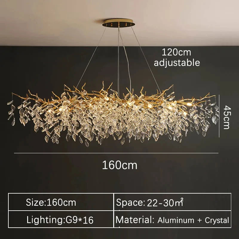 New Crystal Branch Chandeliers French Art Room Decoration Light Luxury for Living Room Bedroom Villa Crystal Pendant Lamp