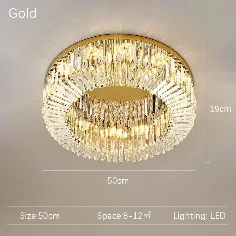 Luxury Circular Crystal LED Ceiling Lamp Living Room Restaurant Bedroom Lobby High-end Chandelier Modern Art Decor Light Fixture