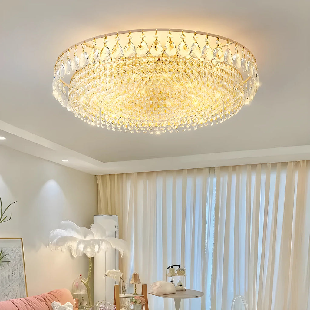 Modern Luxury Crystal Chandelier Luxury Villa Art Living Room Creative Round LED Crystal Ceiling Lamp Hotel hall Room Decoration