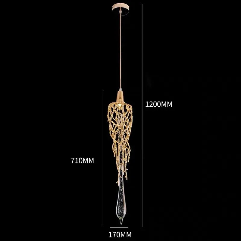 Liquid Triple Chandelier Modern Gold luxury crystal light For Dining Living Room Tree Branch bedroom bedside lamps