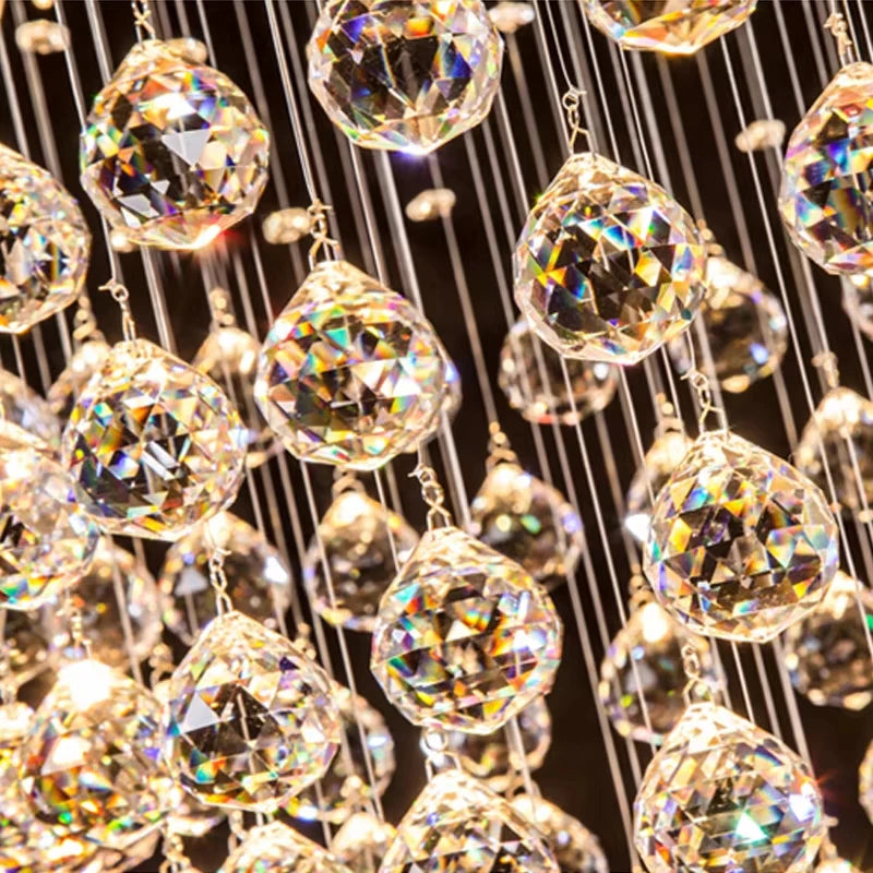 Chandelier K9 Crystal Pendant Ball Square Chandelier Lighting Fixture Raindrop Curtain Glass Chandelier LED Light