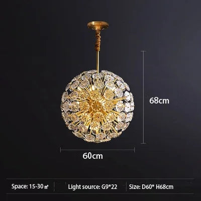 Dandelion Crystal Chandeliers Flower petal ceiling light for Living room Bedroom Restaurant Lluxury Round Ball LED Pendant Lamp
