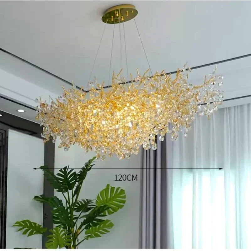Sun Crystal Ceiling Chandelier Gold Lustre Villa Restaurant Led Hanging Lamps for Ceiling Chandelier Nordic Room Home Decor