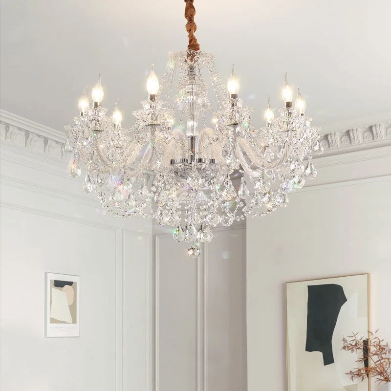 Crystal chandelier French European living room chandelier bedroom high-end luxury court style candle crystal lamp