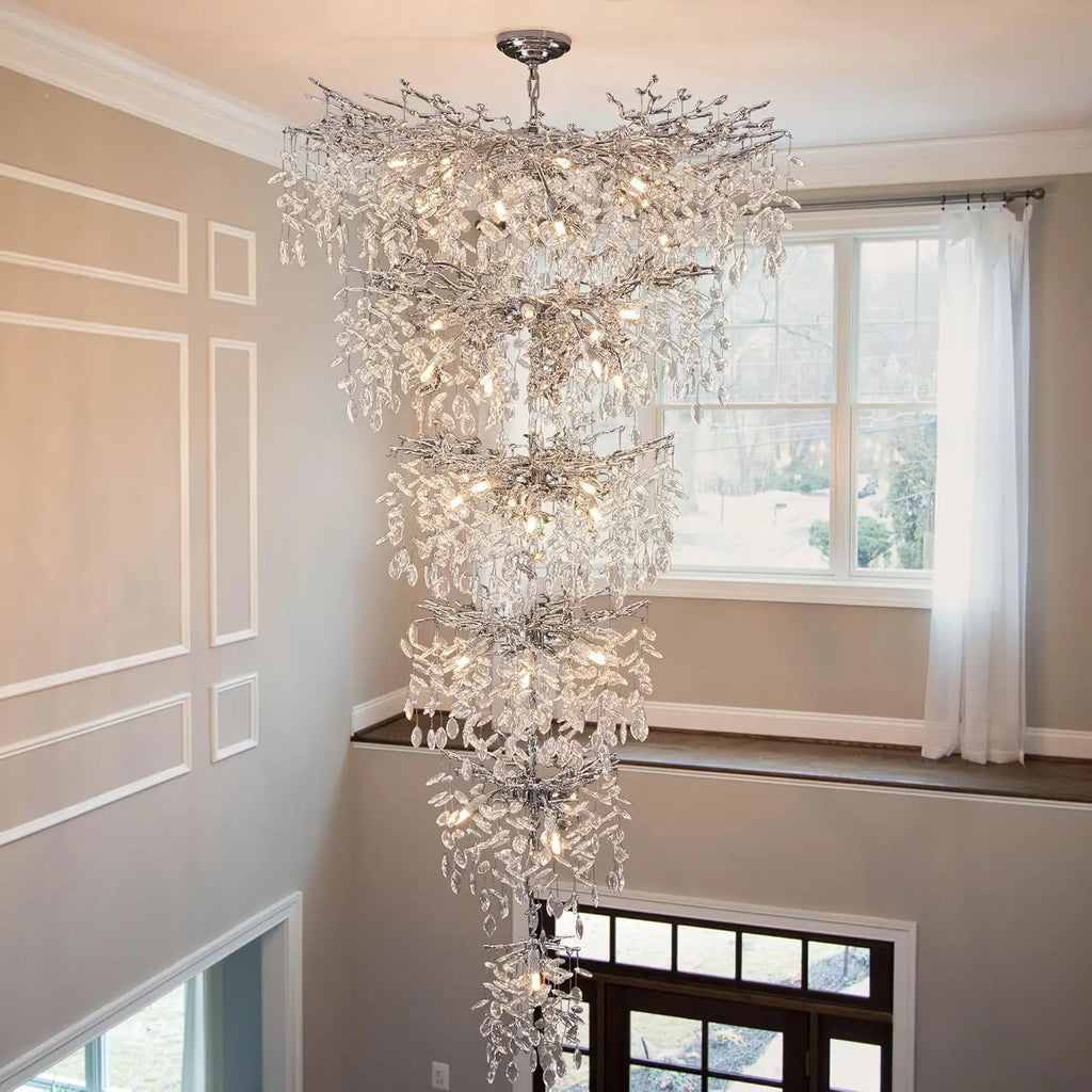 French Style Light Luxury Crystal Chandelier with Drip Branches Living Room Dining Room Luxurious Villa Crystal Chandelier