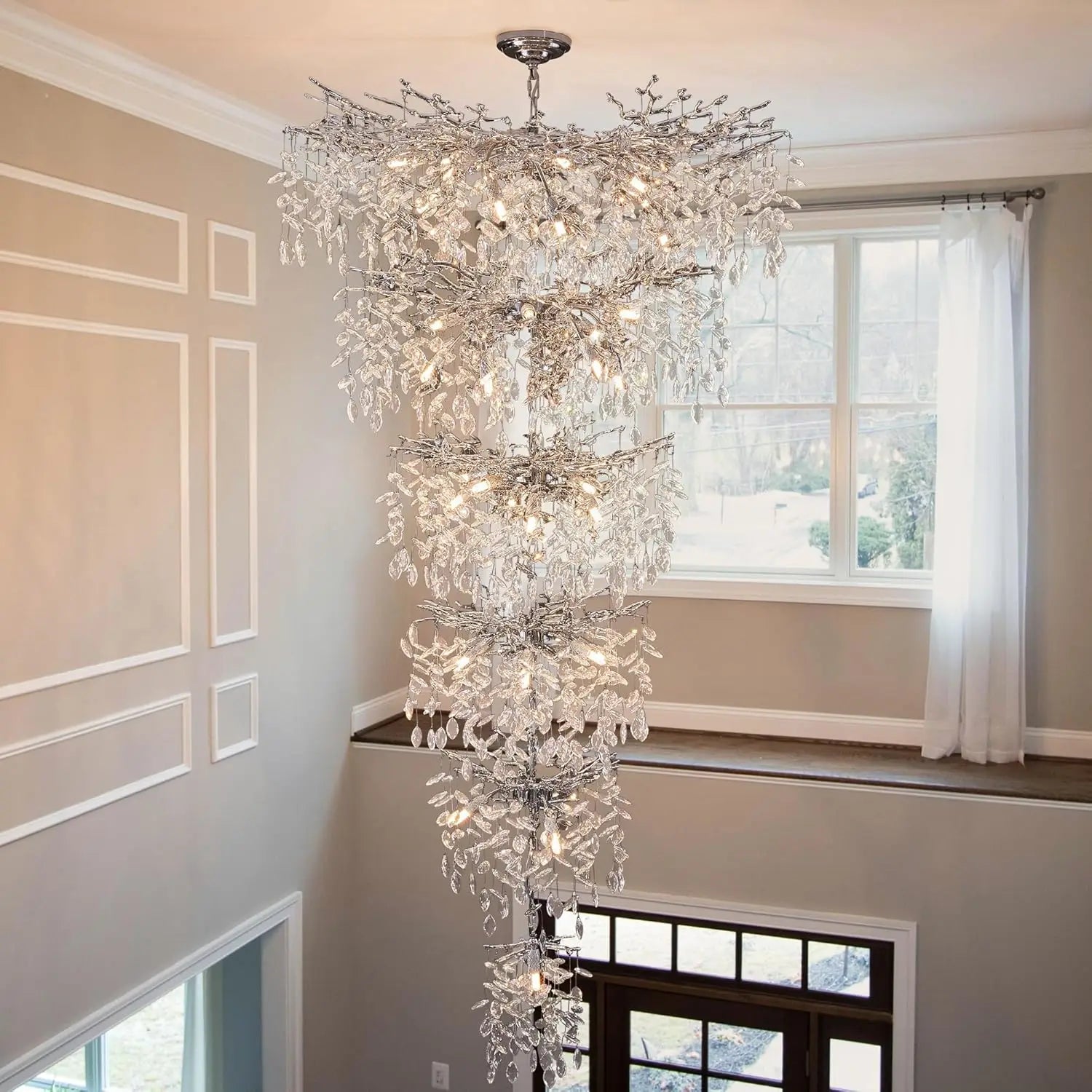 French Style Light Luxury Crystal Chandelier with Drip Branches Living Room Dining Room Luxurious Villa Crystal Chandelier
