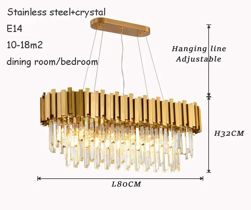 Luxury Crystal Chandelier Modern LED Ceiling Chandelier Light for Living Dining Room Bedroom Indoor Rotundity Gold Ceiling Lamp